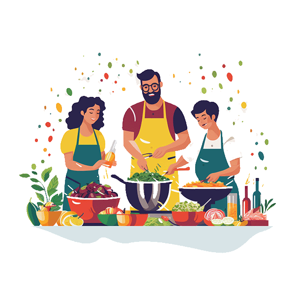 A crowd of people at a cooking event